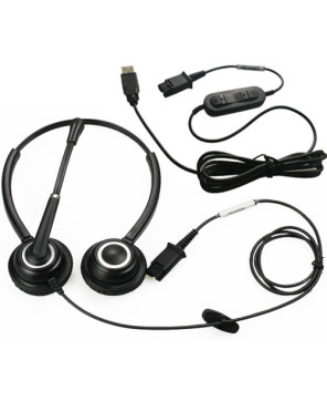 Bundle TTS 612D Stereo Noise-Cancelling QD Headset with TTS-USB002 P-QD to USB Bottom Lead