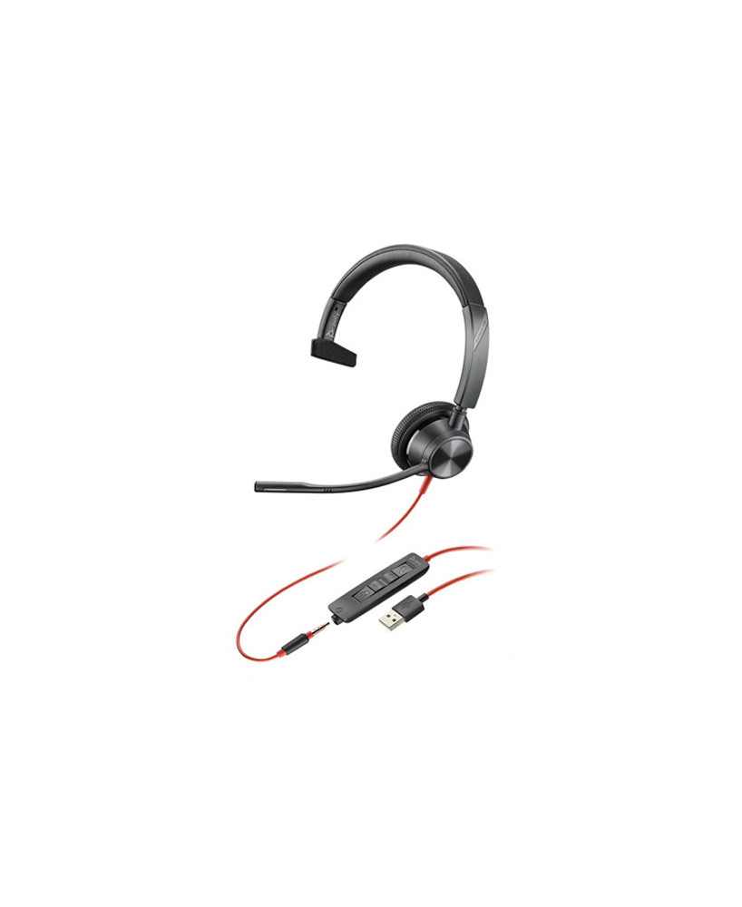 HP Poly/Plantronics BW3315 Blackwire UC Mono USB-A Corded Headset with 3.5MM Connectivity 213936-01 / 76J12AA