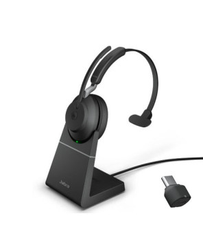 Buy the Jabra Evolve2 65 MS Mono Bluetooth Headset USB-C with Charging Stand 26599-899-889