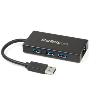 Buy StarTech 3-Port Portable USB 3.0 Hub plus Gigabit Ethernet ST3300GU3B for Laptop