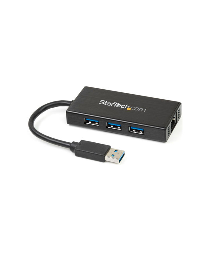 Buy StarTech 3-Port Portable USB 3.0 Hub plus Gigabit Ethernet ST3300GU3B for Laptop