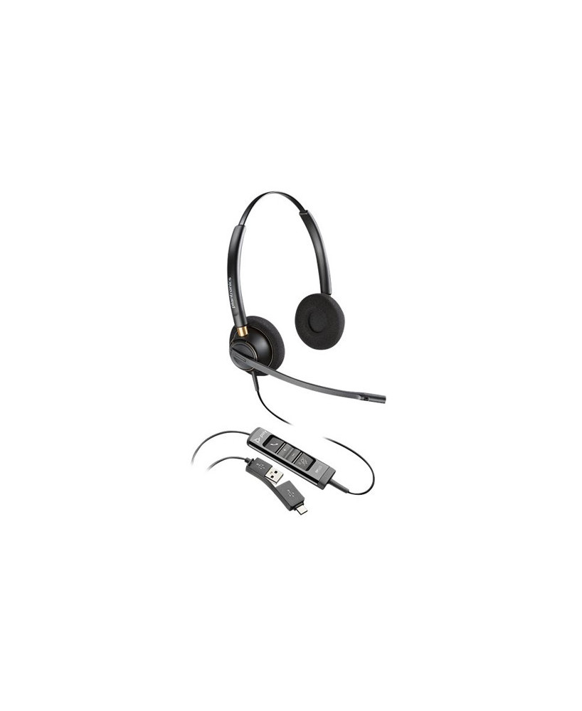 HP Poly/Plantronics EncorePro EP525 Wired Stereo Headset with USB-A and USB-C Connection 218274-01 / 783R3AA