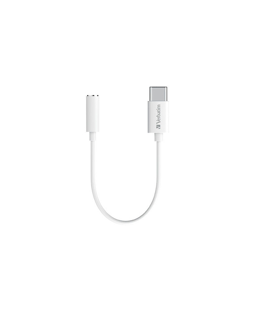 Buy Verbatim 10cm USB-C to 3.5mm Headphone Jack in White 66588