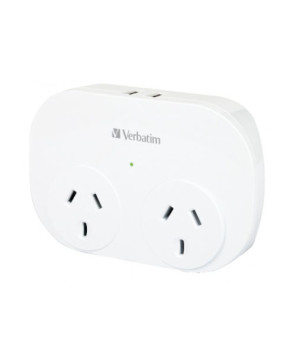 Buy Verbatim Dual USB Surge Protected with Double Adaptor 66595 - White